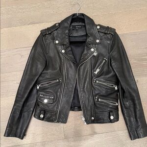 The Kooples Lambskin Leather Moto Jacket